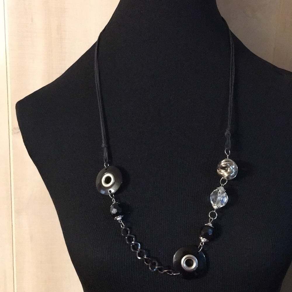 BLACK and Silver Necklace